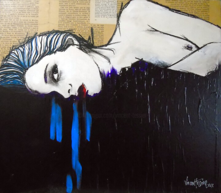 Painting titled "La pause 2" by Vincent Tessier Xxc, Original Artwork, Acrylic