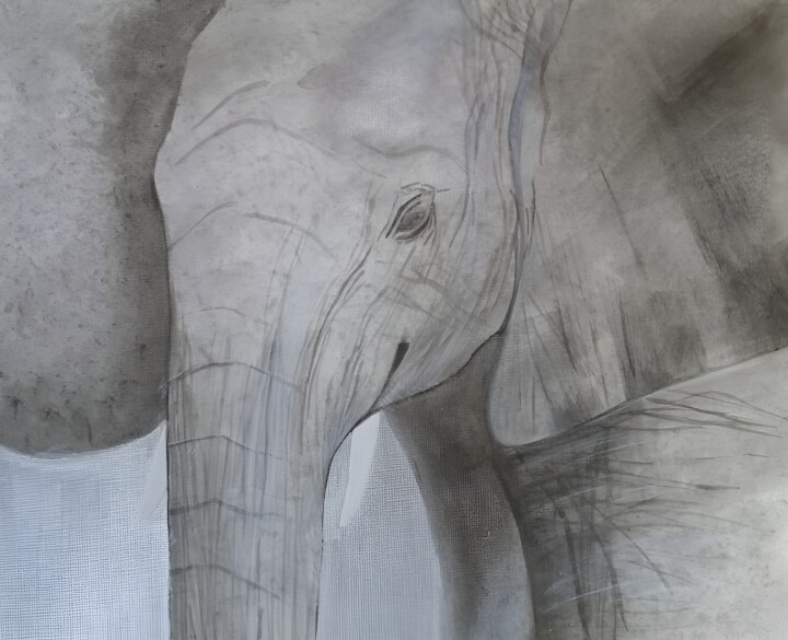 Elephant 绘画, 15.8x19.7 in