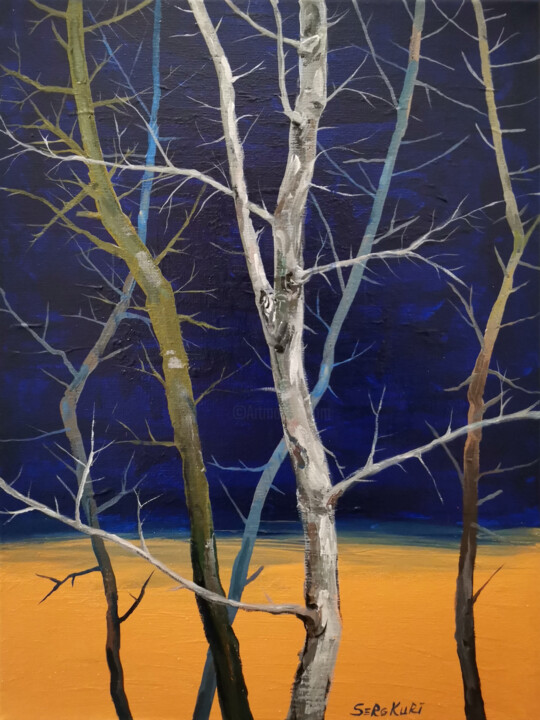 Melody of the cold night 绘画, 15.8x11.8 in