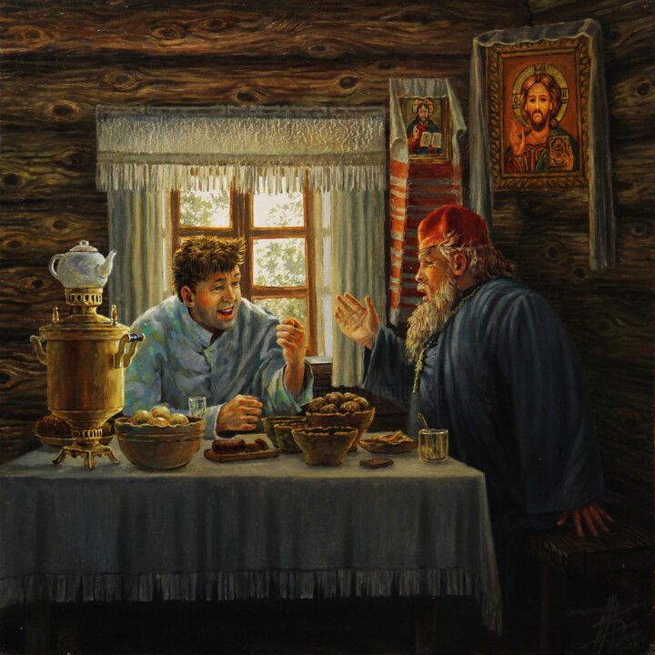 The Good Priest (Russian Fairy Tale) Tablo, 17,7x17,7 in