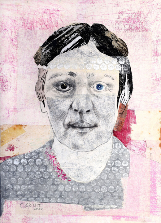 Woman with a blue eye Collages, 14,2x10,2 in