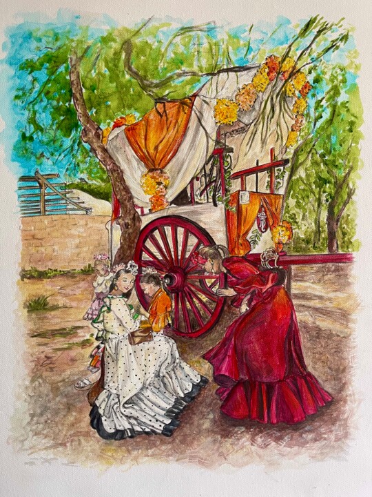 Romeria de Nerja 绘画, 27.6x19.7 in