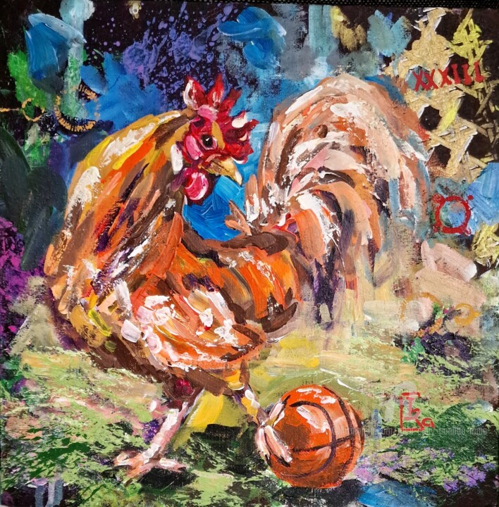 La Star du Basketball de la Ligue Fermière 绘画, 11.8x11.8 in