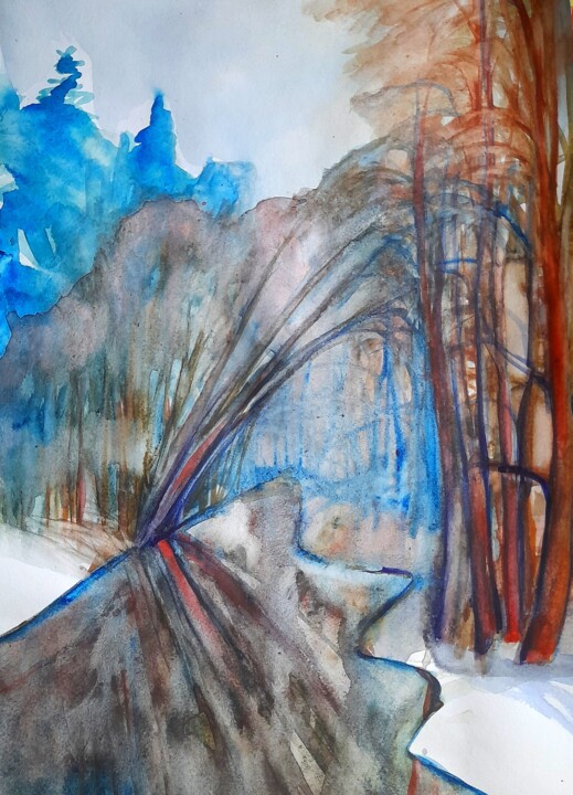 The winter river Malarstwo, 16,5x11,7 in
