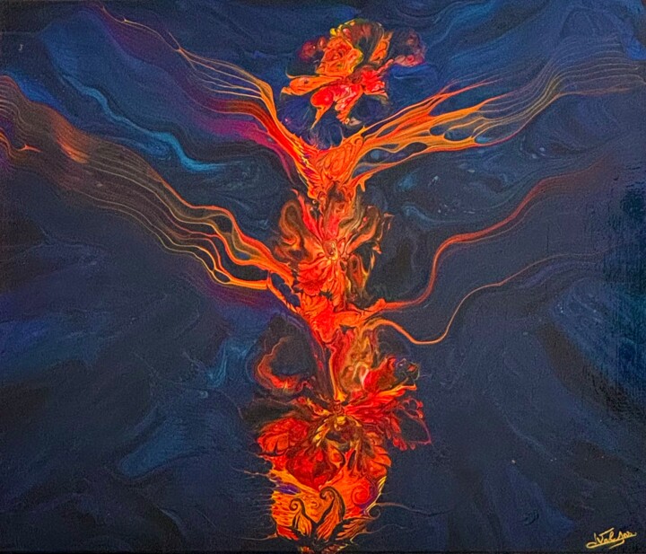 Painting titled "Liberté Florale" by Val Ans Art, Original Artwork, Acrylic