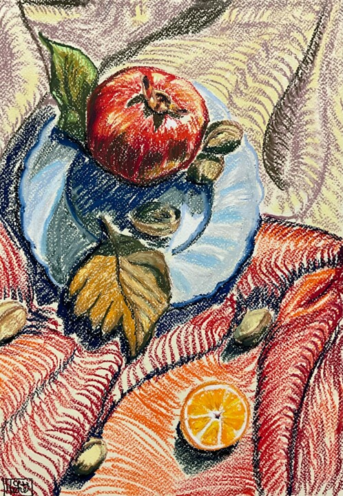 图画 标题为“Still Life with Pom…” 由Hanna Kochet, 原创艺术品, 粉彩