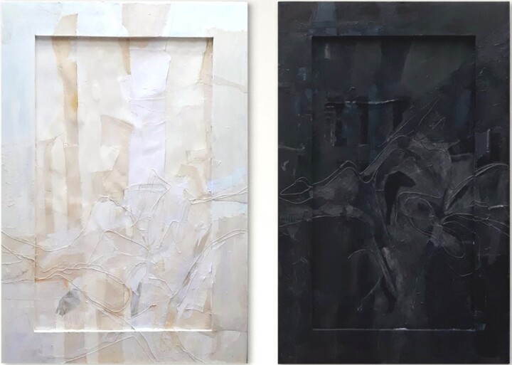 Bronc i pret (Bianco e nero) Pittura, 49,2x65 in