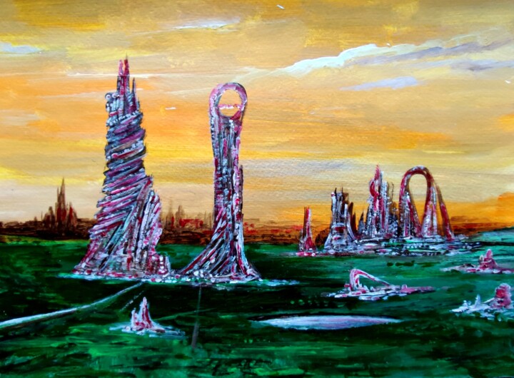 Vertical cities - 8 Schilderij, 7,9x11,8 in