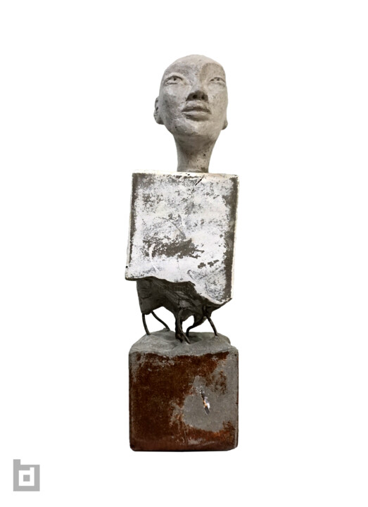 NANDED BRUTALIST HEAD Rzeźba, 13,4x3,5 in