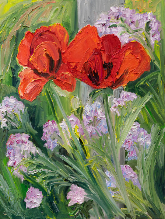 Mohnblüten Painting, 31.5x23.6 in
