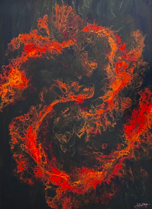 La danse des dragons de feux 绘画, 31.5x23.6 in