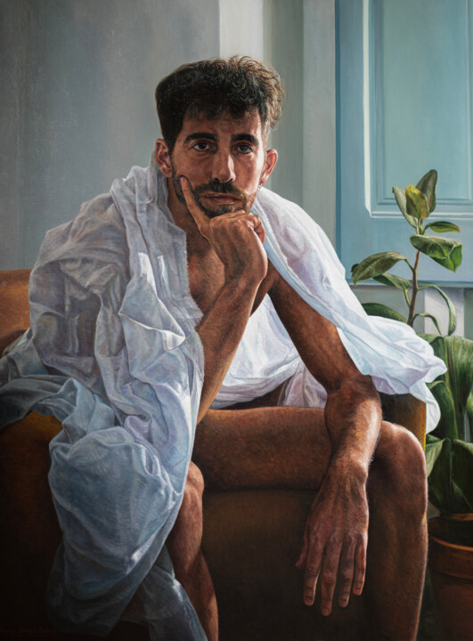 Painting titled "Segundo retrato del…" by Xavier Saus I Ortega, Original Artwork, Oil Mounted on Wood Stretcher frame