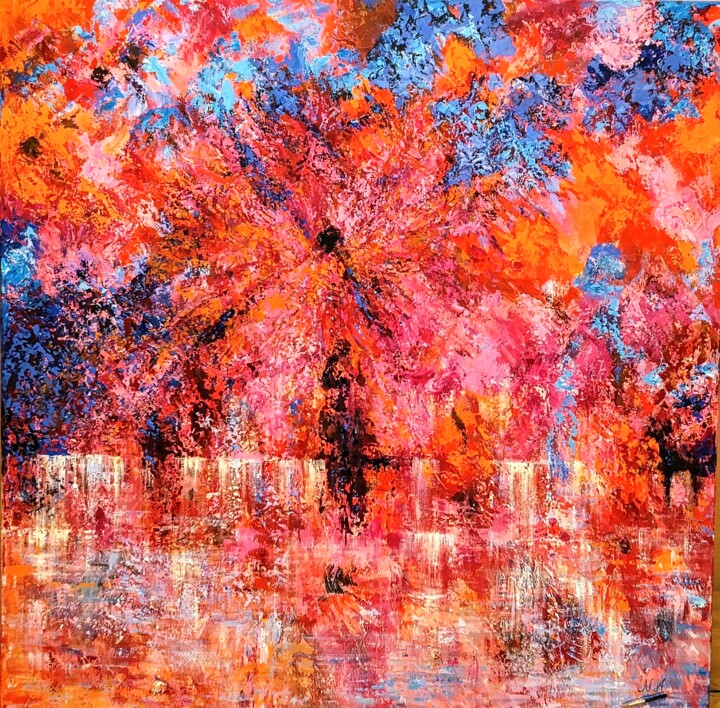 Le Lac en Fleurs 绘画, 47.2x47.2 in