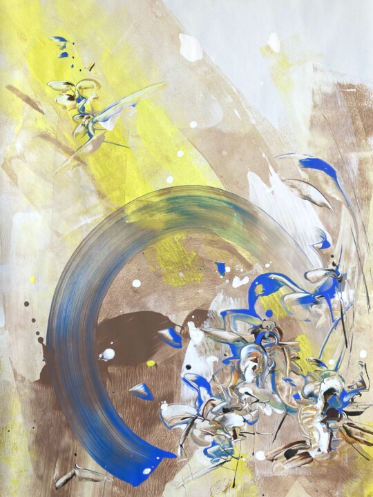 Painting titled "PATH" by Delphine Bernard, Original Artwork, Acrylic Mounted on Other rigid panel
