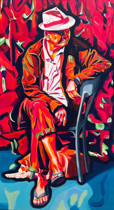Le vieil homme et le chien 绘画, 35.4x19.7 in