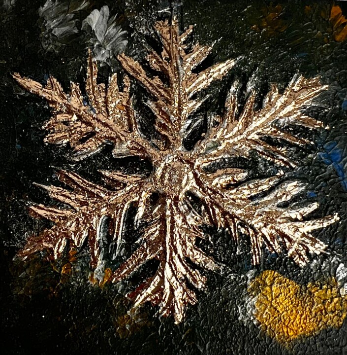 Golden snowflake 绘画, 3.9x3.9 in