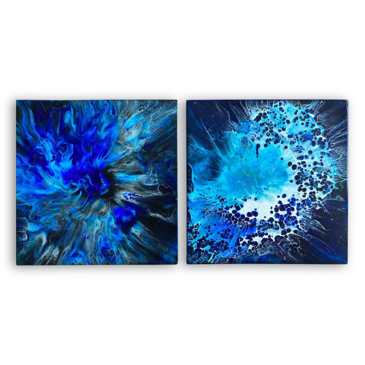Submergence, diptych 绘画, 7.9x15.8 in