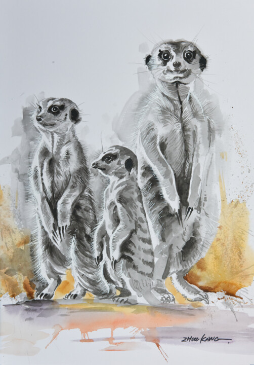 Meerkats 绘画, 15.8x11.8 in
