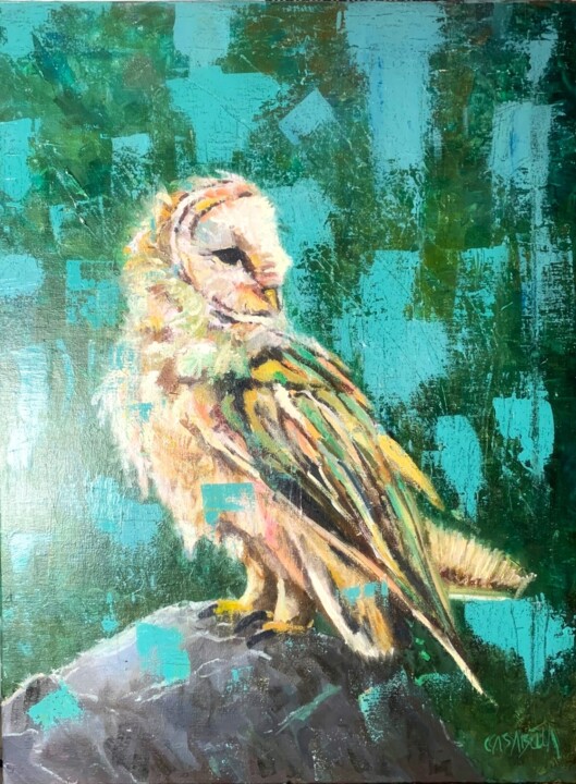 Nocturnal Owl 绘画, 29.1x20.9 in