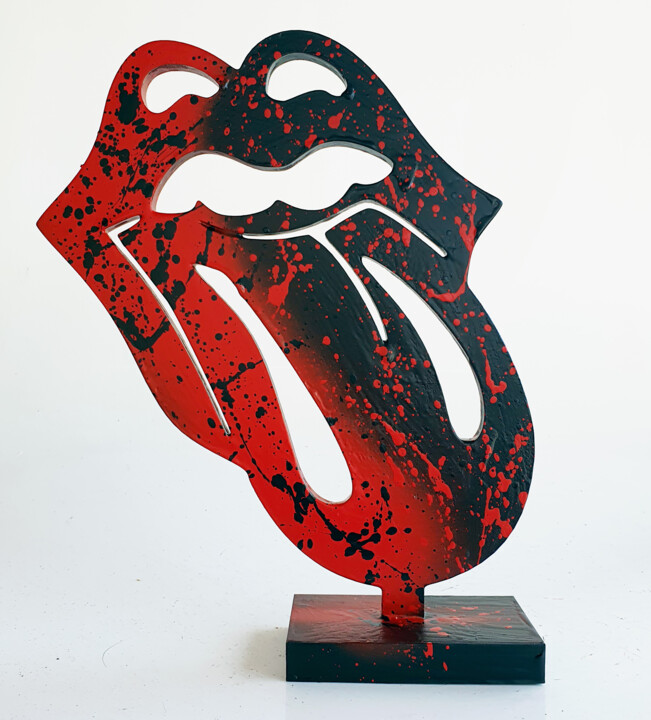 Spaco logo Rolling Stones, 2025 Sculpture pop street art 雕塑, 10.2x8.3 in
