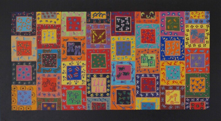 Au centre flamboyant Schilderij, 9,8x15,8 in