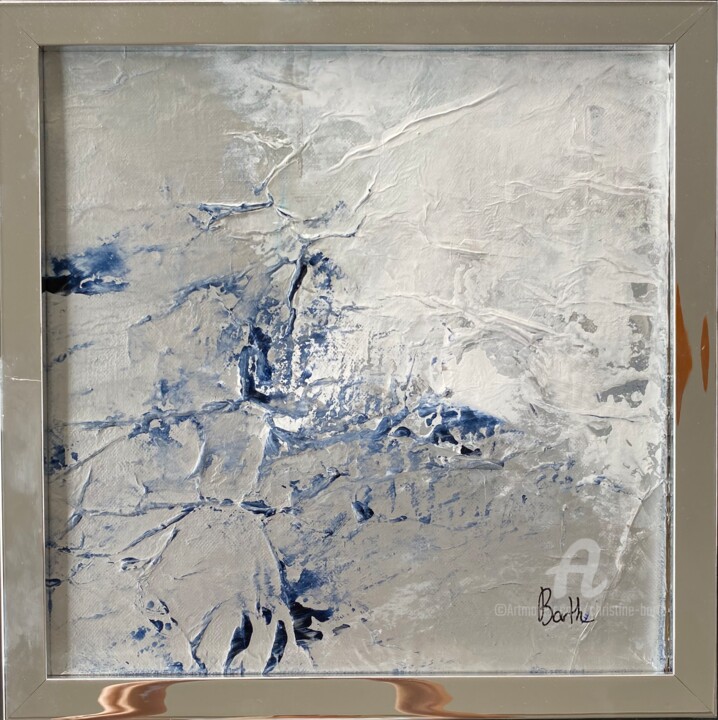 Painting titled "Douce blanche II" by Christine Barth Mroz, Original Artwork, Collages Mounted on Wood Stretcher frame