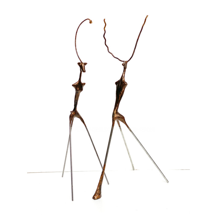 Couple hybride- tripodes à cornes 雕塑, 20.1x13.8 in