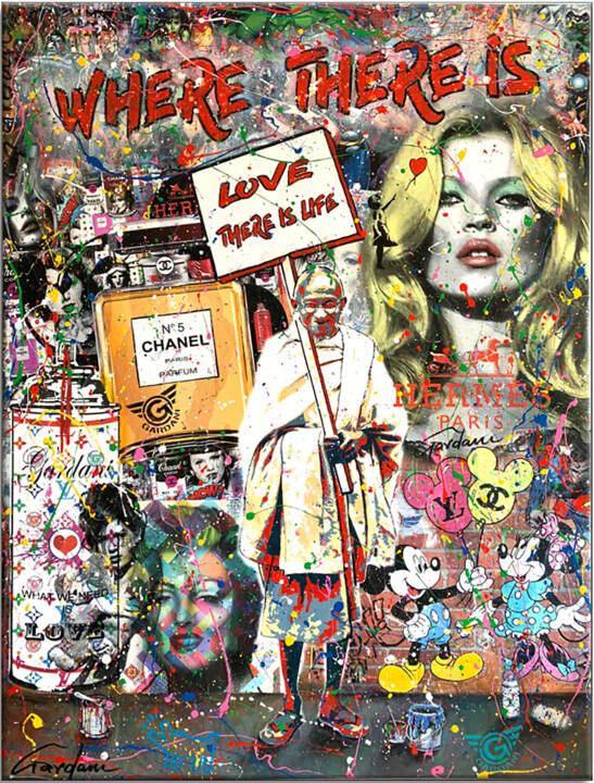 Where there is love there is Life – Gandhi - Original Painti Peinture, 51x39 in