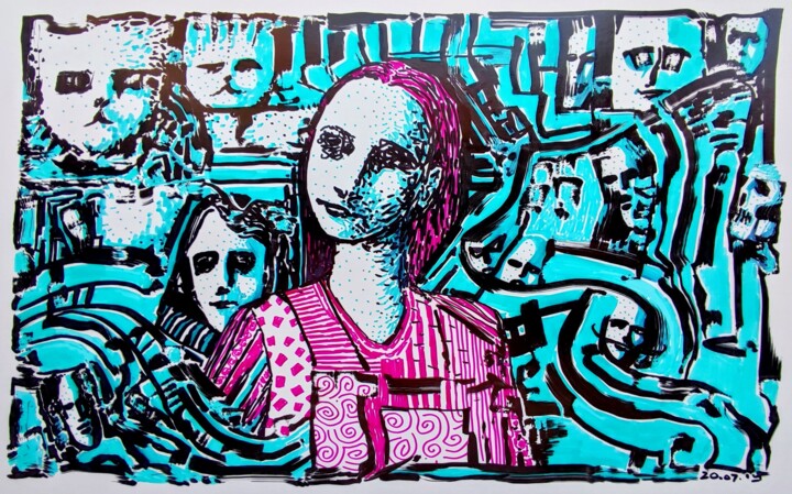 Girl in pink 图画, 11.8x15.8 in