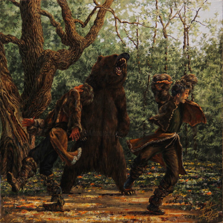 Two friends (Khakass fairy tale) Картина, 17,7x17,7 in