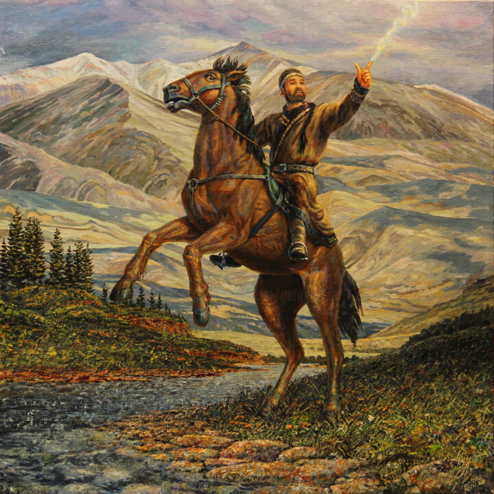 Sartakpai (Altai fairy tale) 绘画, 17.7x17.7 in