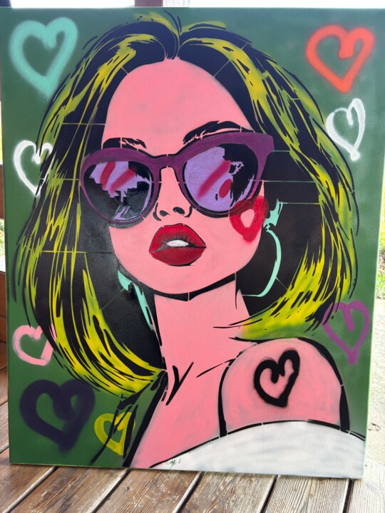 Peinture intitulée "Tableau Pop art" par Mlz, Œuvre d'art originale, Bombe aérosol Monté sur Châssis en bois