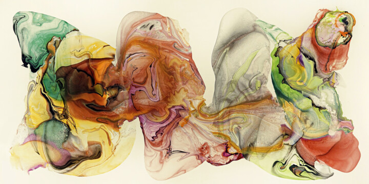 Painting titled "Ethereal Gestures" by Fintan Whelan, Original Artwork, Oil Mounted on Wood Stretcher frame