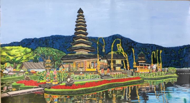 Ulun Danu Bertan 绘画, 29.5x51.2 in