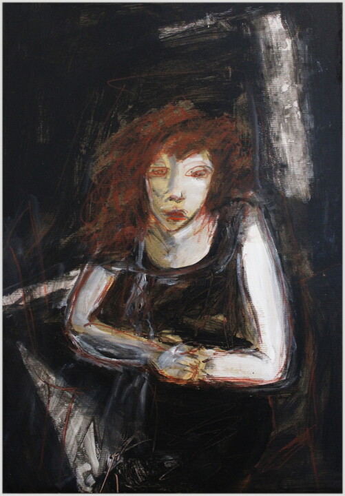 Autoportrait espace brun 绘画, 23.2x16.5 in