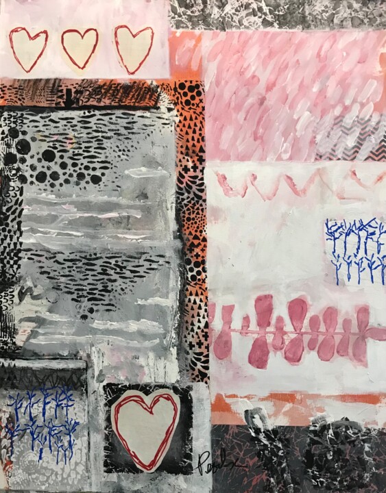 Pintura titulada ""Un coeur qui bat"!" por Johanne Proulx, Obra de arte original, Acrílico