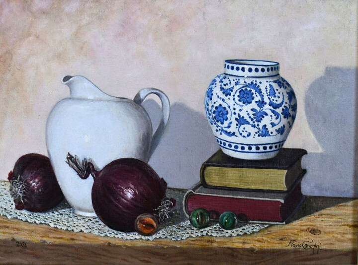 Libri e biglie a Tropea 绘画, 11.8x15.8 in