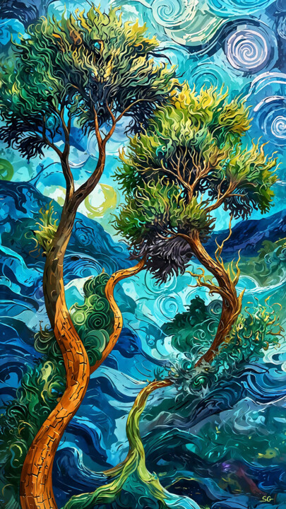 Digital Arts titled "Dynamic abstract tr…" by Sergei Gundorov, Original Artwork, Digital Painting