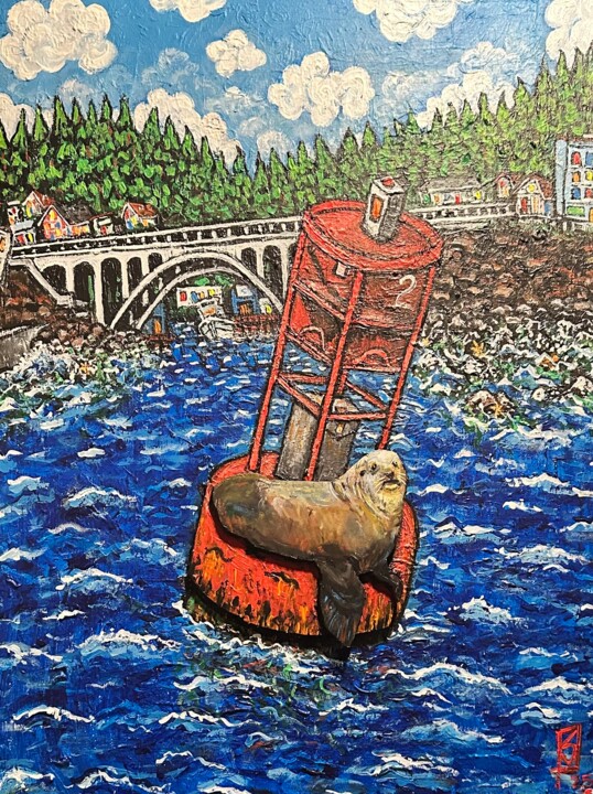 Painting titled "Depot Bay" by Erik Schlobohm, Original Artwork, Acrylic