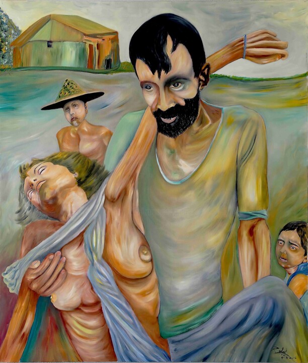Casualties of War, Man Carrying his Woman 绘画, 44x38 in