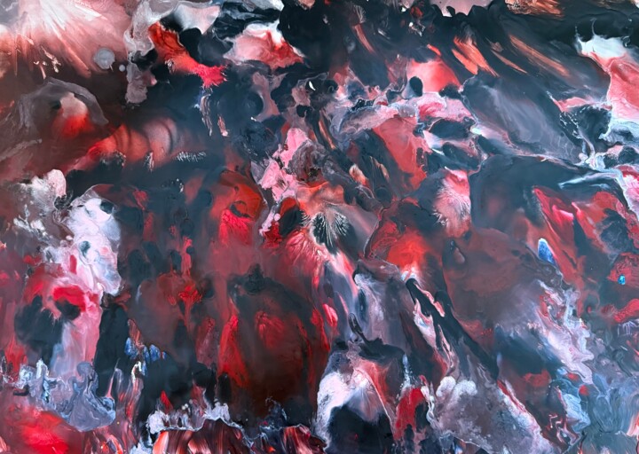 Black&Red Abstraction 绘画, 16.5x23.2 in