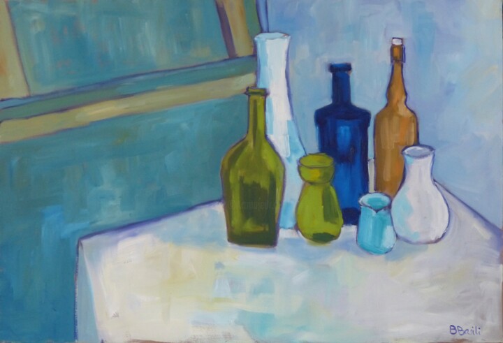 Sept bouteilles 绘画, 19.7x28.7 in