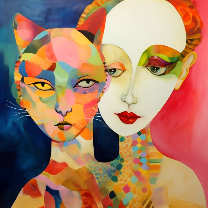 Portrait of Intrigue: Surreal Women in Abstract Style 数字艺术