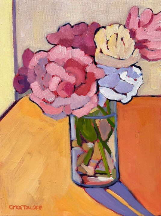 Painting Summer Peonies 绘画, 12x9 in