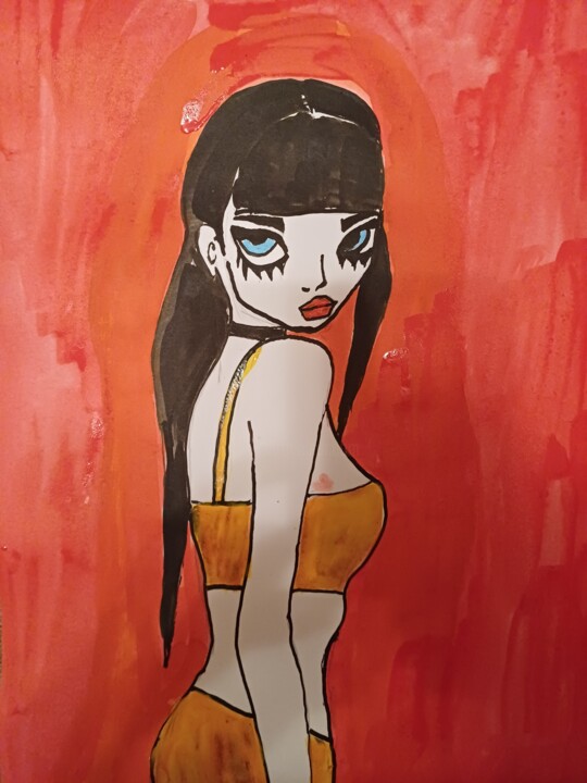 Gothic girl 图画, 16.5x11.8 in