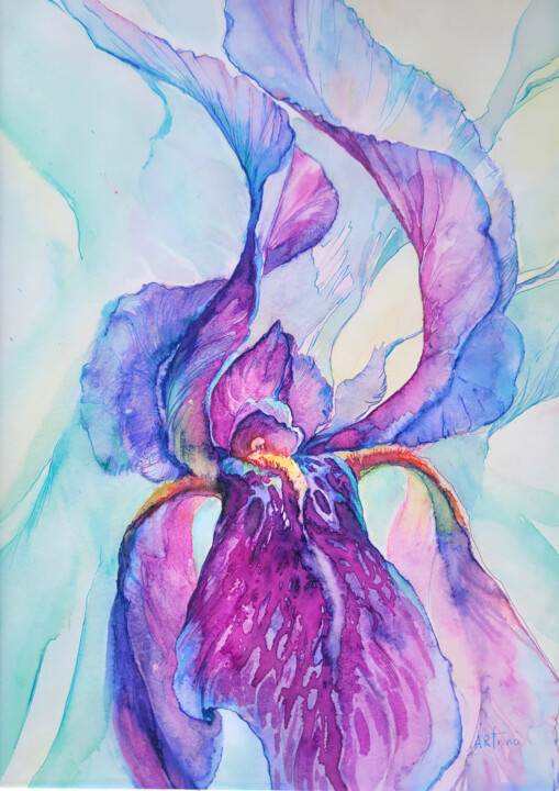 "Iris" 绘画, 16.5x11.7 in