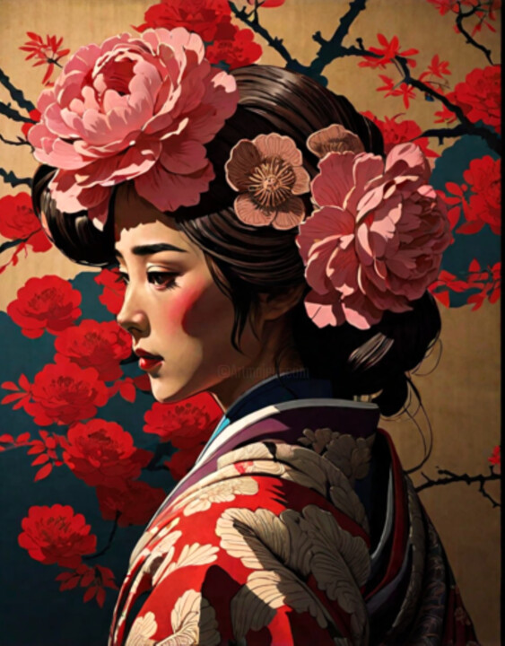La Geisha Painting, 47.2x47.2 in