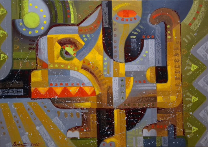 Painting titled "Near the crosswalk" by Serhii Voichenko, Original Artwork, Oil