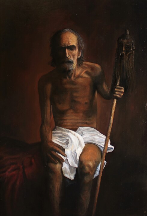 Старик с посохом 绘画, 27.6x19.7 in