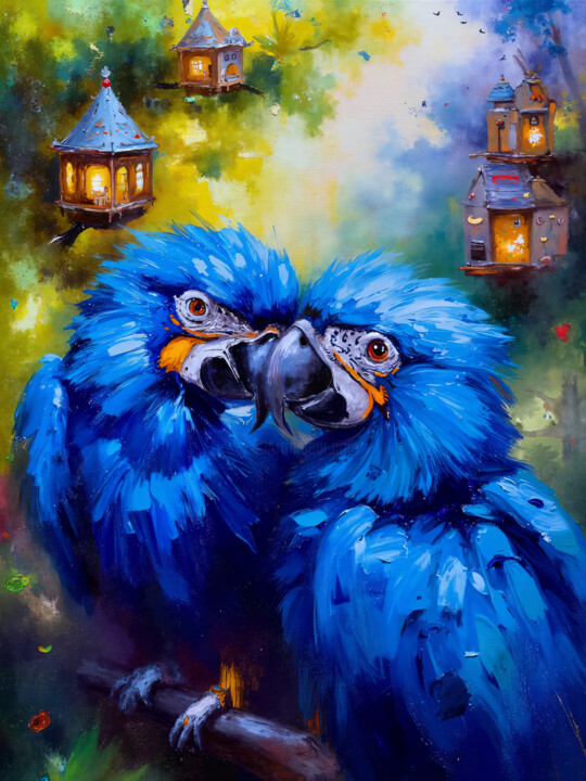 Amazon blue macaw couple Digital Arts